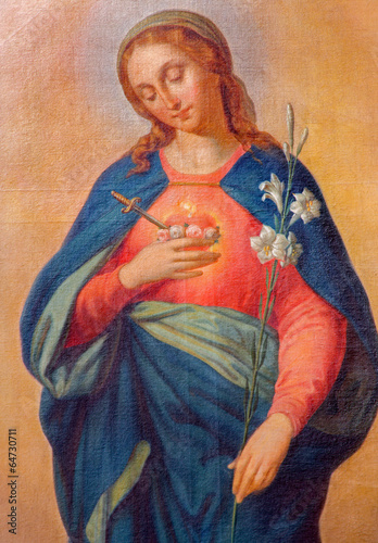 Trnava - Heart of Virgin Mary paint in Jeusits church