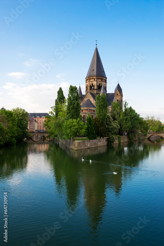 View of Metz with Temple Neuf and Moselle, Lorraine, France © mihaiulia