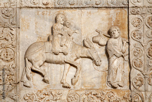 Verona - Relief of Flight to Egypt from of Basilica San Zeno