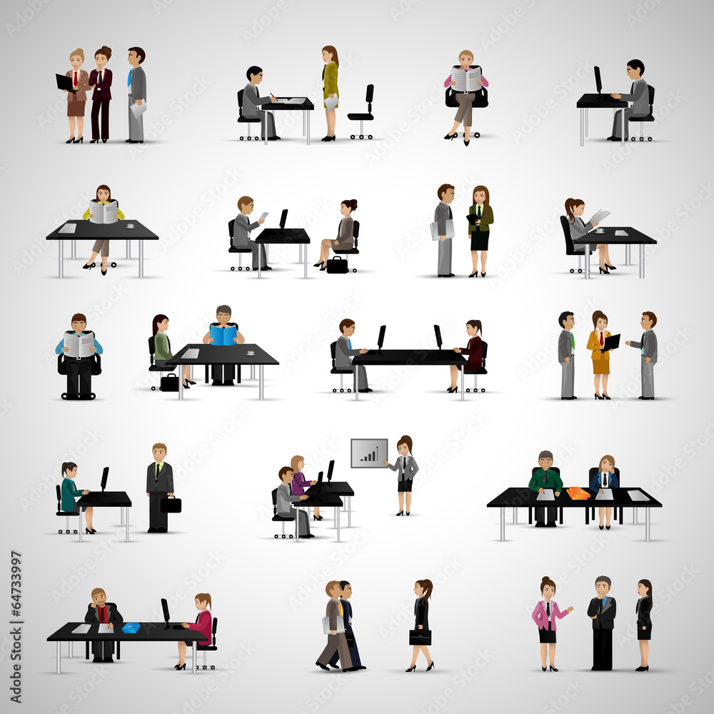 Obraz premium Business People - Isolated On Gray Background