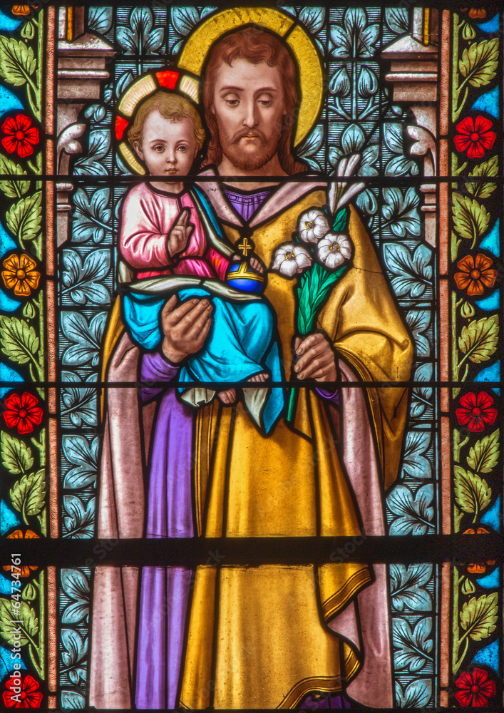 Tnava - Saint Joseph from windowpane of st. Helen church
