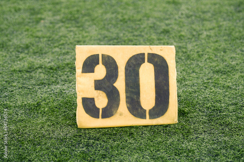 30 Yard Line on American Football Field photo