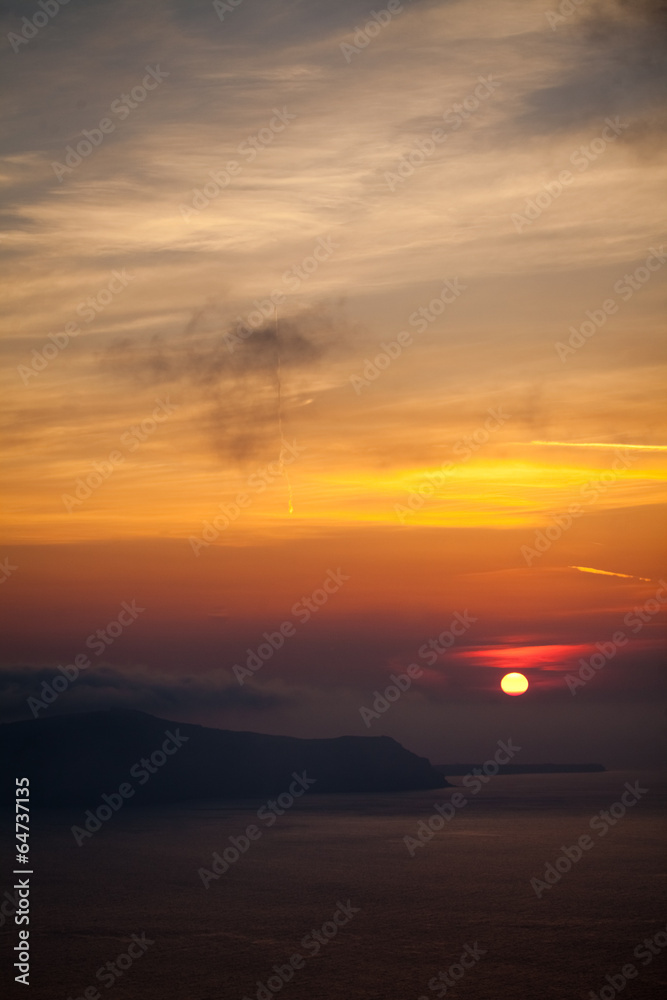 Misty Sunset over Greek Islands
