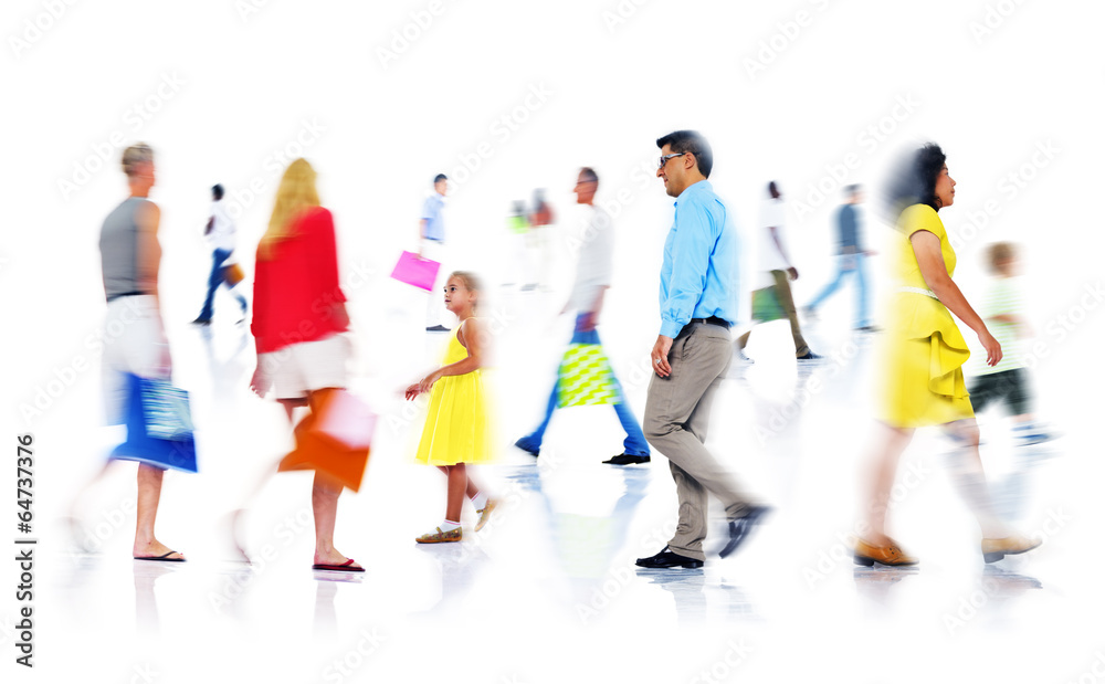 Group of Diverse Busy People Shopping Group of Diverse Busy People Shopping