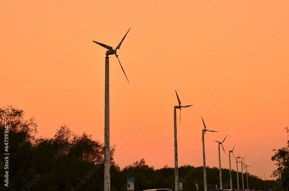 Wind Turbines by Sunset