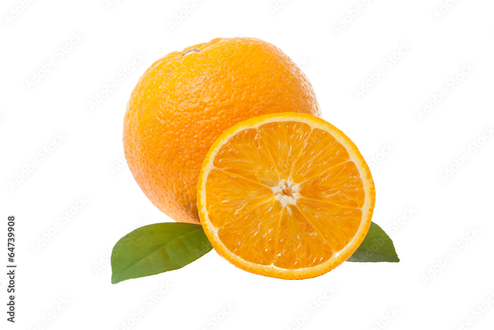 orange and orange slice isolated on white background orange and orange slice isolated on white background
