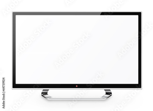 Frontal view of  led or lcd internet tv monitor isolated on whit photo