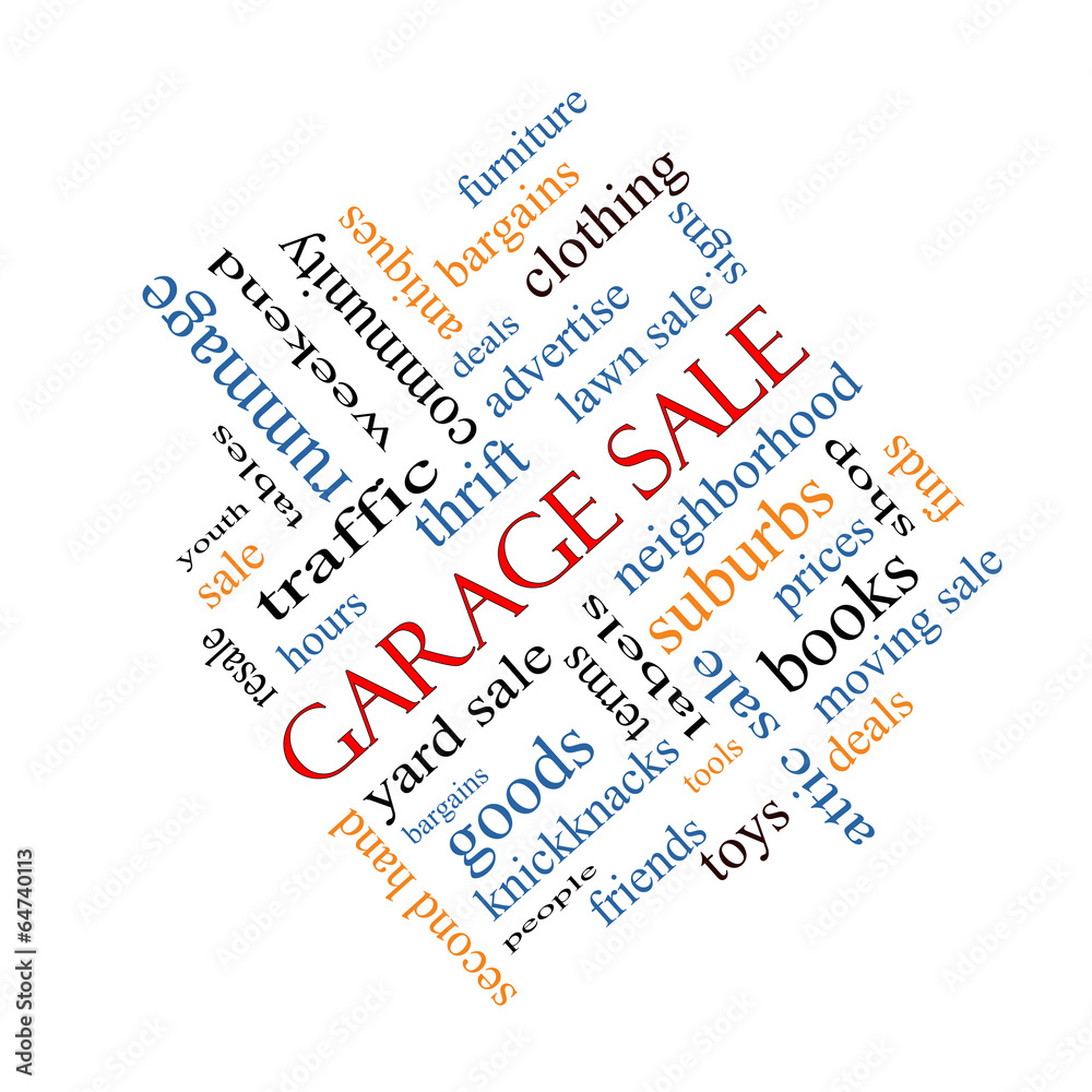 Garage Sale Word Cloud Concept Angled