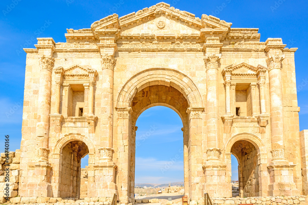 Gate Ruins of the Greco-Roman city of Gerasa in Jerash, Jordan