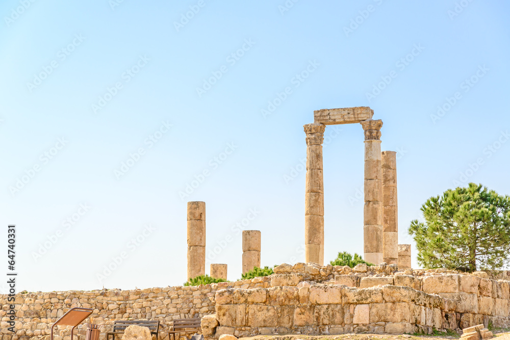 Temple of Hercules in Amman Citadel, Al-Qasr site, Jordan.