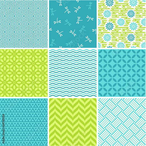 Seamless patterns set - simple summer theme