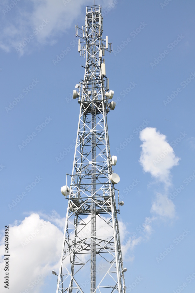 Telecommunication tower with cell phone antennas Telecommunication tower with cell phone antennas