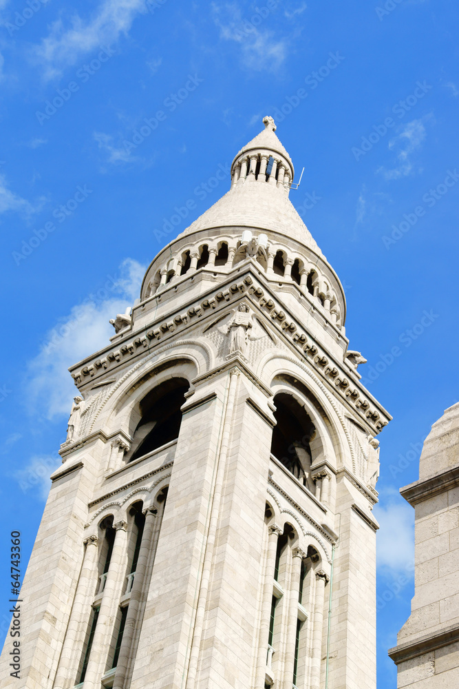 Belltower of Basilique du Sacre-Coeur in Paris, France