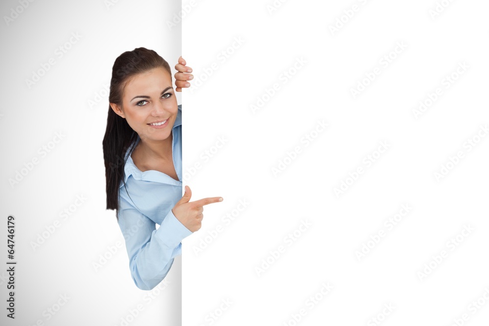 Composite image of businesswoman showing card Composite image of businesswoman showing card