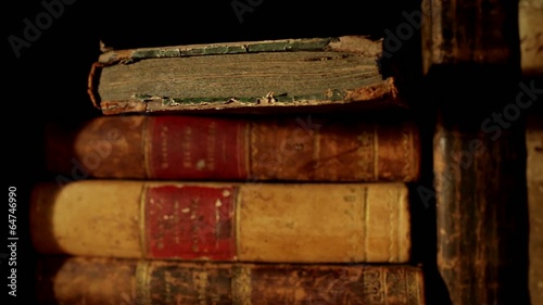 Ancient books, panning left to right
