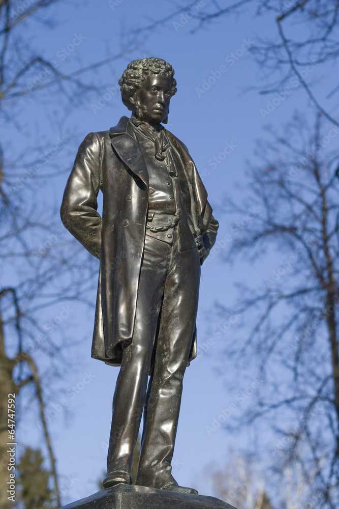 Monument to Alexander Pushkin in Ostafyevo estate, Moscow region