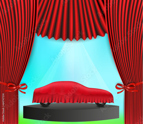 hidden car and red curtain