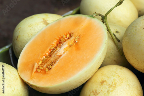 yellow cantaloupe - asia fruit in the market