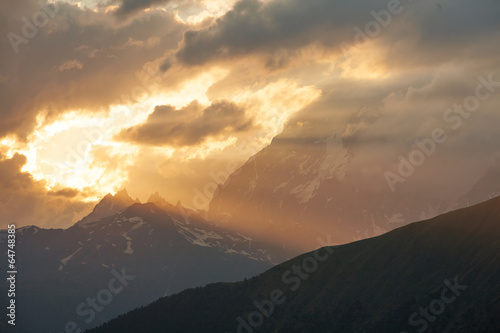 Beautiful valley in Caucasus mountains in Svaneti, Georgia