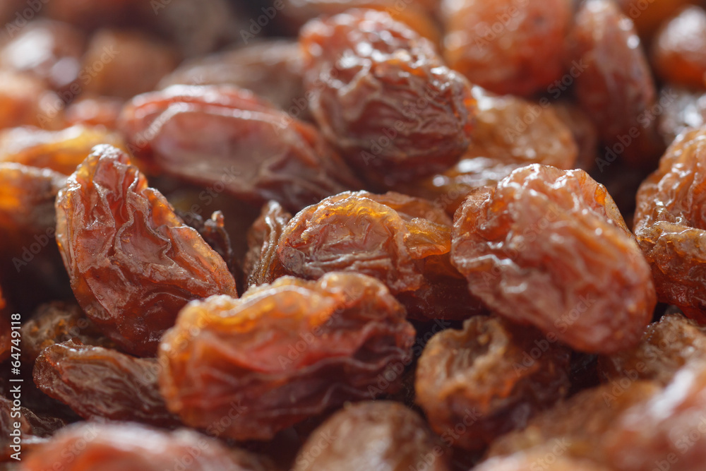 Detail of a pile of raisins shot with selective focus Detail of a pile of raisins shot with selective focus