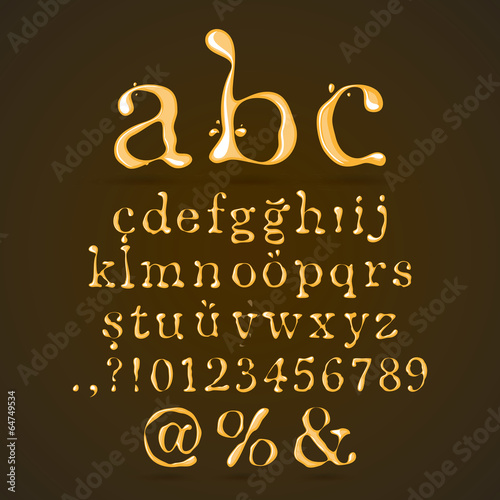 Beer, Honey and Caramel Alphabet Lower Case