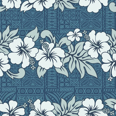 Fotobehang Hibiscus patronen Traditioneel Hawaiiaans bloemen naadloos patroon  © PrintingSociety