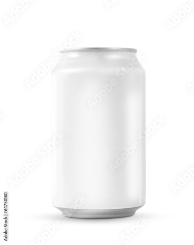 White soda can on white background