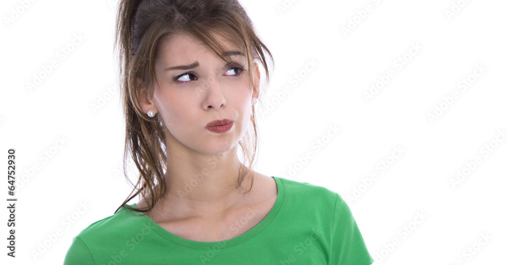 Skeptisches nachdenkliches Mädchen - Portrait isoliert Skeptisches nachdenkliches Mädchen - Portrait isoliert