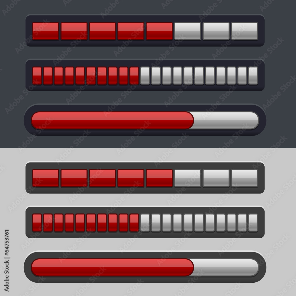 Red Striped Progress Bar Set Red Striped Progress Bar Set