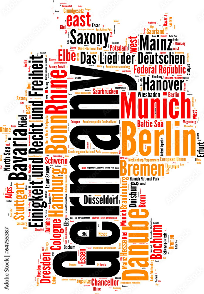 Germany state map vector tag cloud illustration