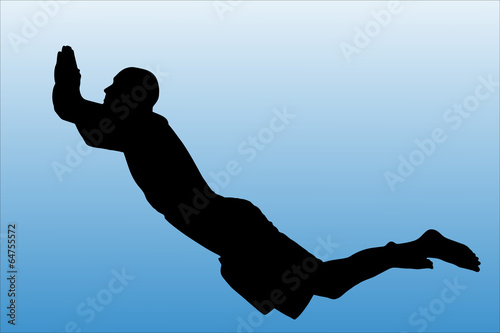 Vector silhouette of man who swim.