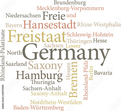 Illustration of the German States in word clouds