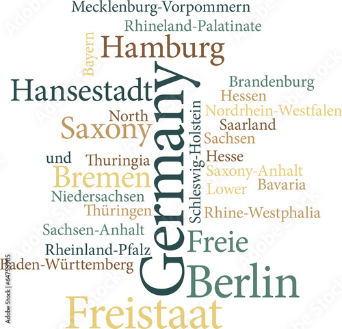 Illustration of the German States in word clouds