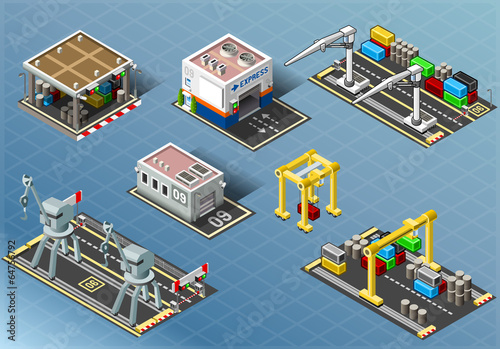 Isometric Set of Storage Buildings City Map Vector