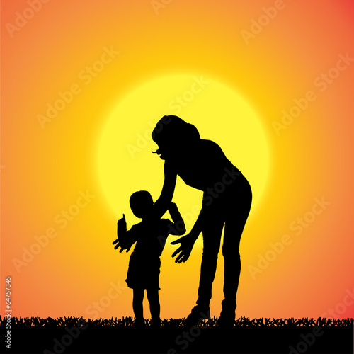 Vector silhouette of family.