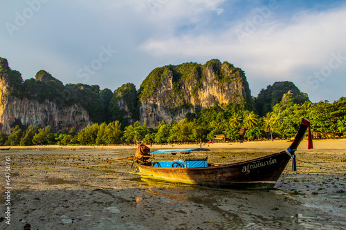 long tailed boat Railay bay Krabi Thailand © vichly4thai
