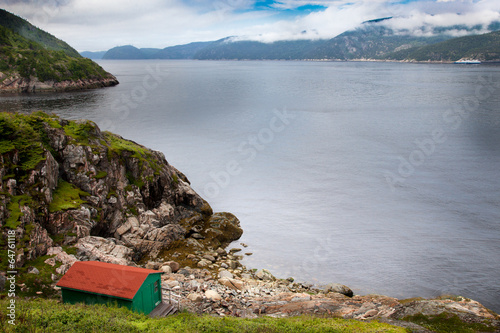 Whales watching houses along the Saint Lawrence River, Quebec, C photo