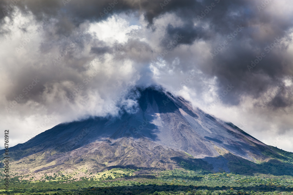 Fototapeta premium Clouds over a volcano, Costa Rica