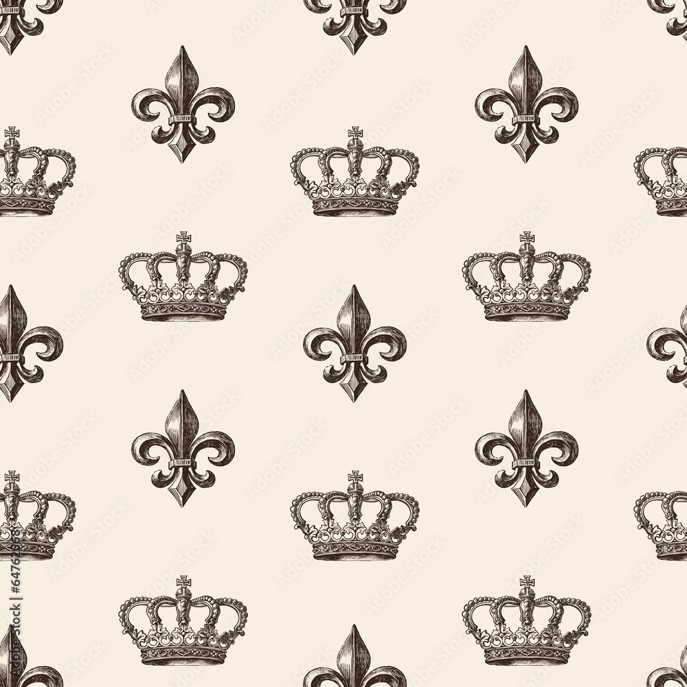 Obraz premium pattern of the crown and french lily