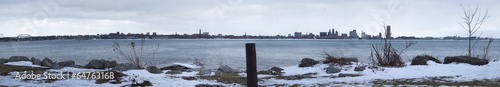 Snow on the coast with city in the background, Orangeville, Duff