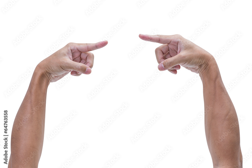 Man hands pointing isolated on white background, clipping path Man hands pointing isolated on white background, clipping path