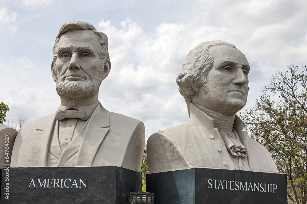 Statues at American Statesmanship Park in Houston, Texas
