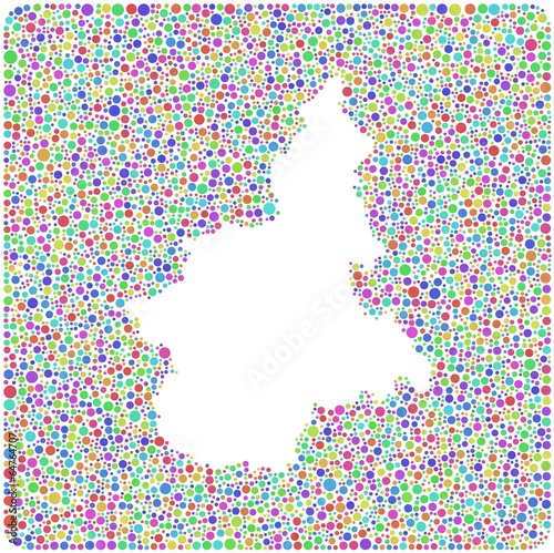 Map of Piedmont - Italy - in a mosaic of harlequin bubbles