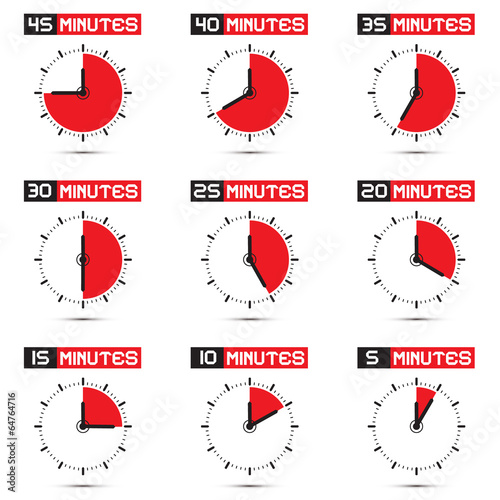 Five to Forty Five Minutes Stop Watch Illustration