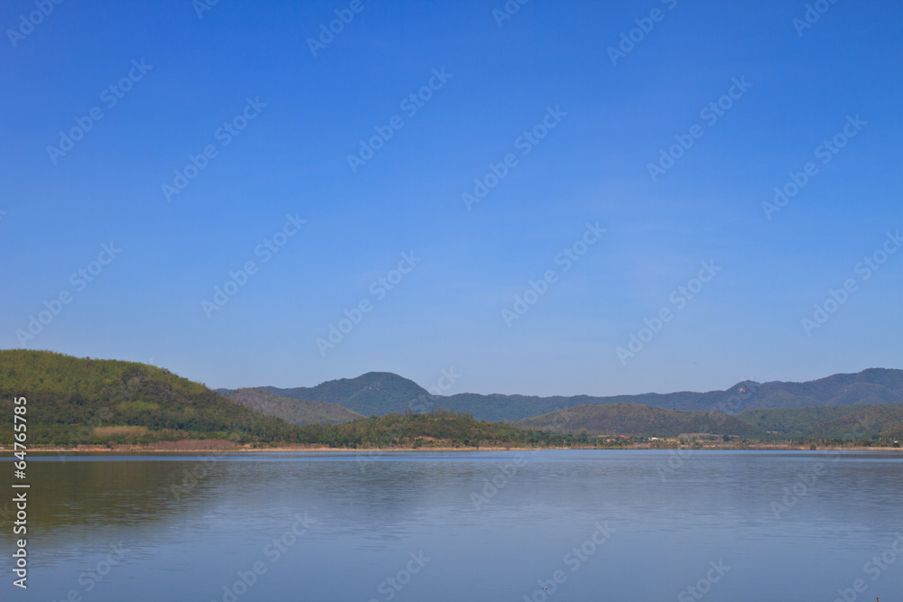 Views over the reservoir Kaengkrachan dam