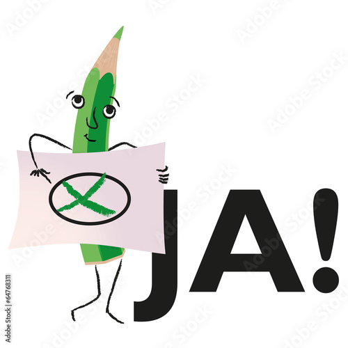 grüner Stift kreuzt an,ja,umfrage,meingung,wahl