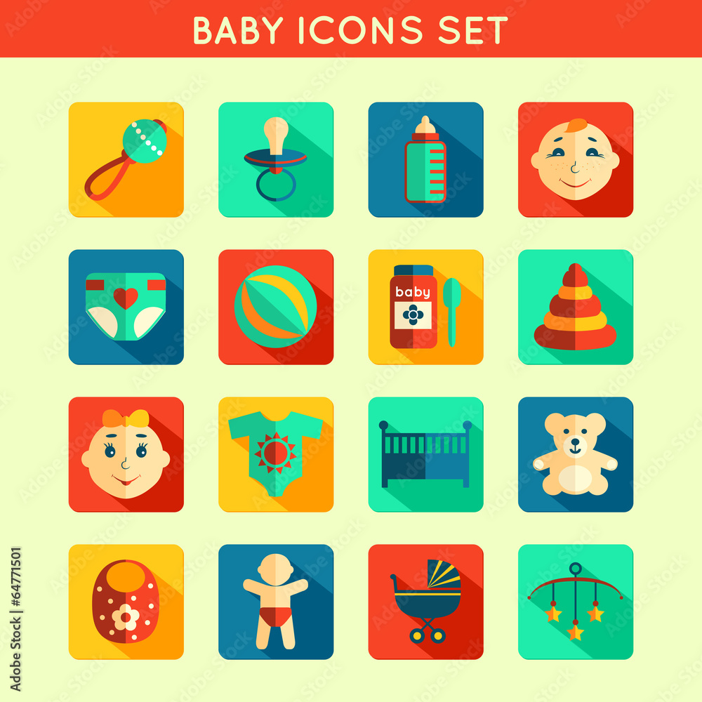 Fototapeta premium Baby Child Icons Set