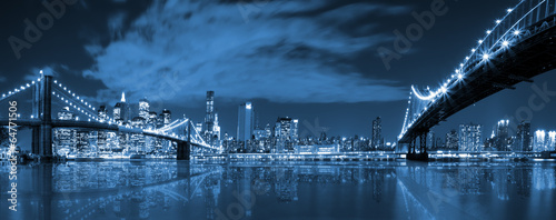 Manhattan and Brooklyn bridge night view #64771506