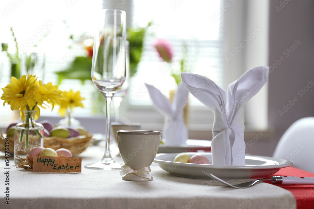 Fototapeta premium Beautiful holiday Easter table setting
