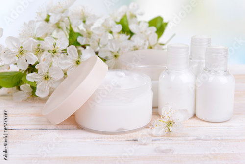 Beautiful spa setting on table close-up